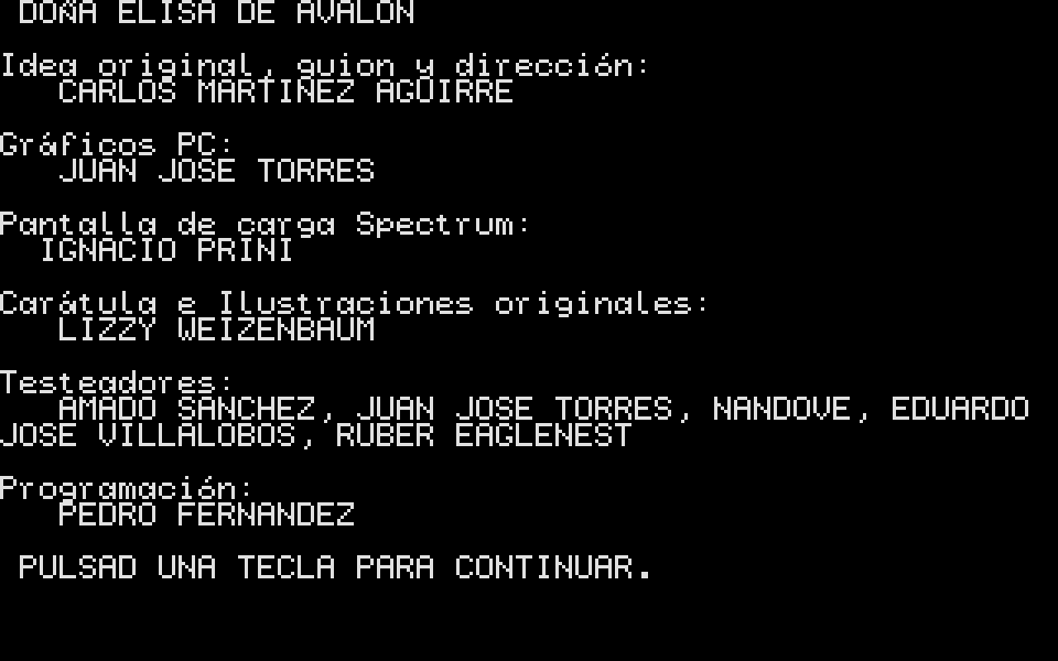 Doña Elisa de Avalón atari screenshot